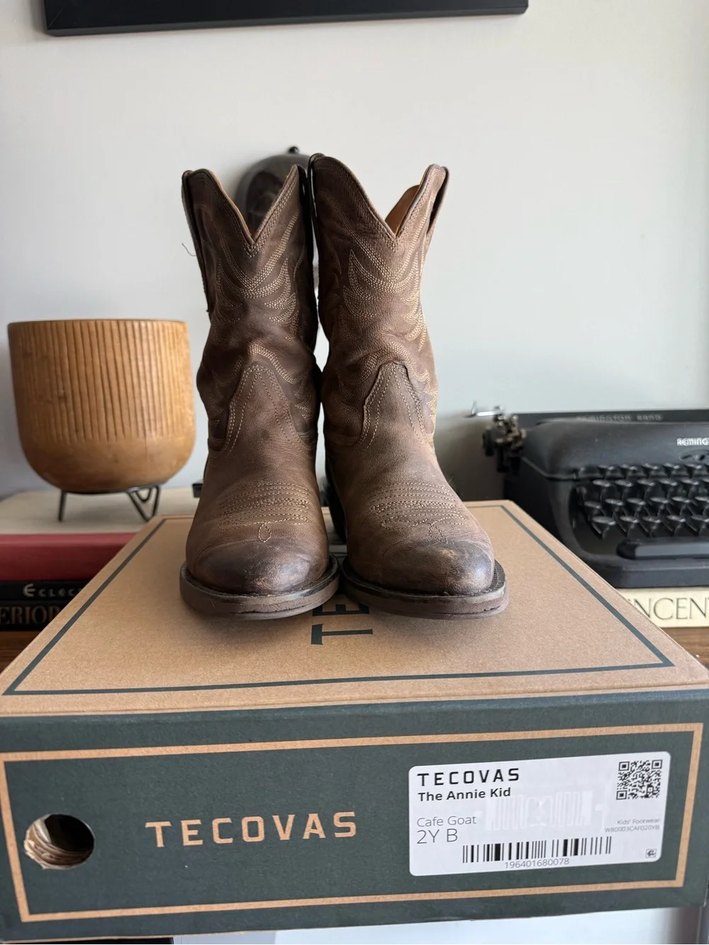 GIRLS Tecovas Brown Leather Western Boots